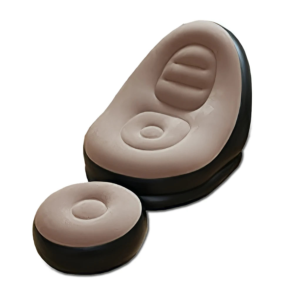 Portable Inflatable Leisure Bean Bag Sofa Lazy Sofa With Footstool Indoor Outdoor