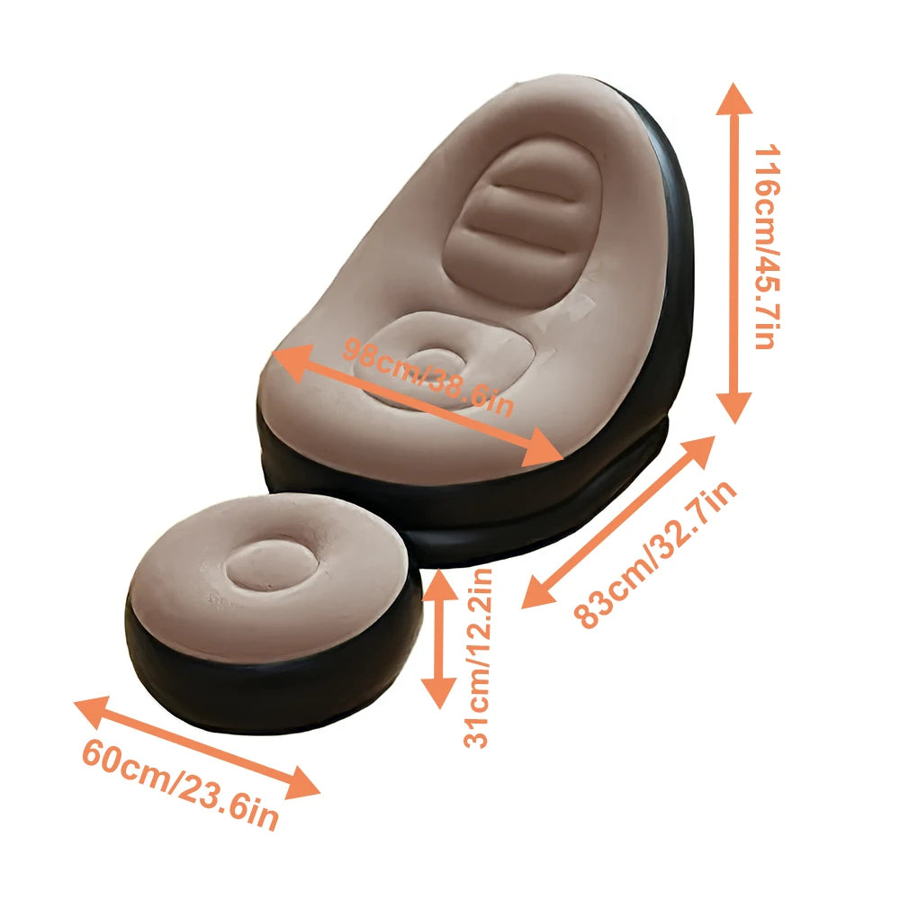 Portable Inflatable Leisure Bean Bag Sofa Lazy Sofa With Footstool Indoor Outdoor