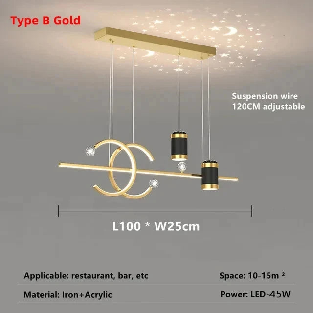 Home Decor Chandelier Lights Modern Dining Room LED Pendant Light with Remote Control Dimmable Dining Table Hanging Lamp 90-260v