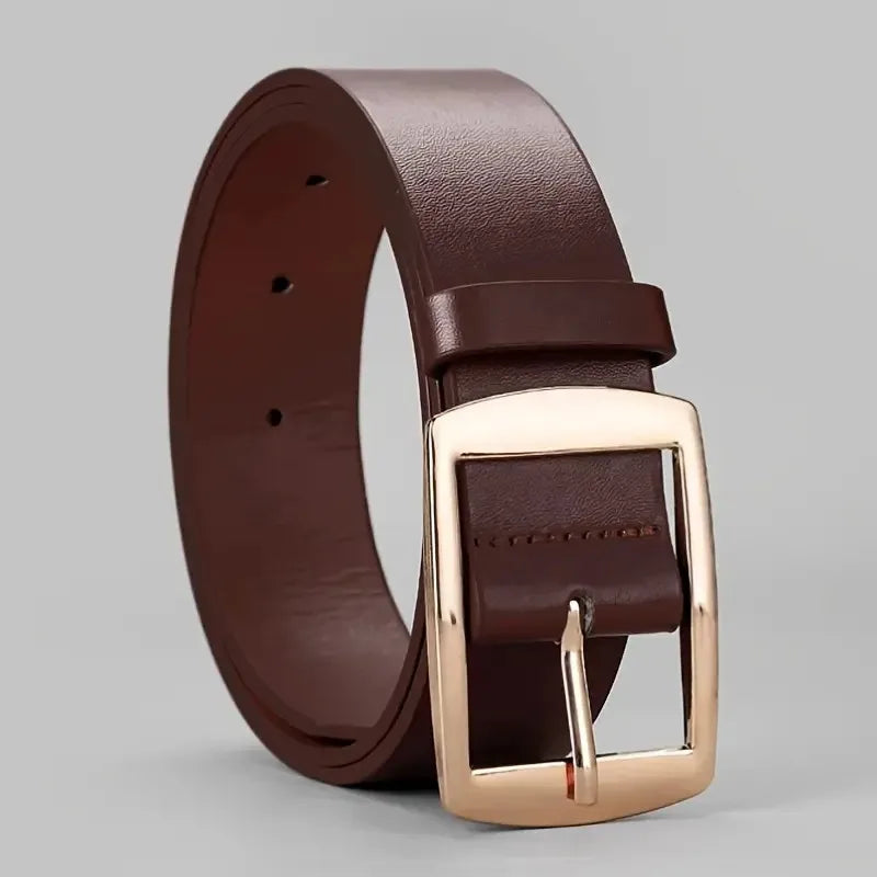 New Luxury Belt for Men PU Leather Belt Metal Pin Buckle High Quality