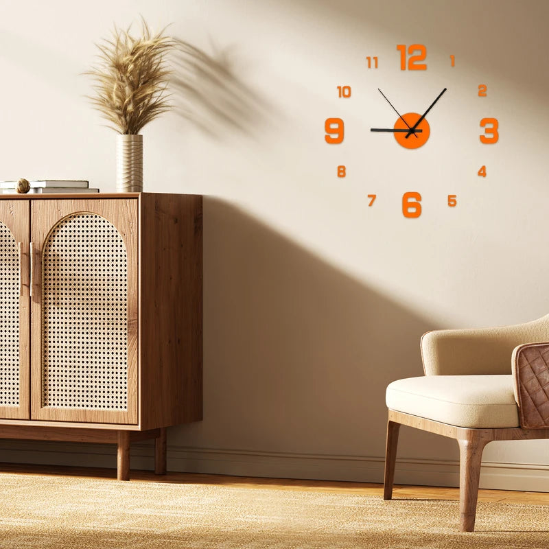 Creative Frameless DIY Wall Clock, Silent Clock Living Room Office Wall Decoration