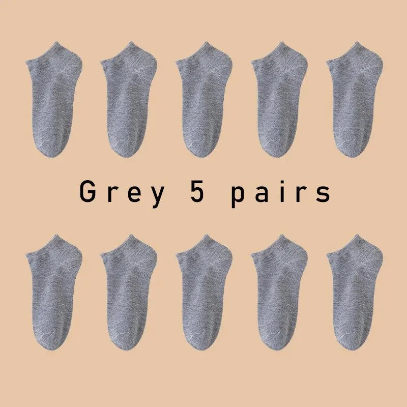 Summer 2025/ 5 Pairs of Women's/men's Boat Socks Invisible Low Cut Anti Slip Casual