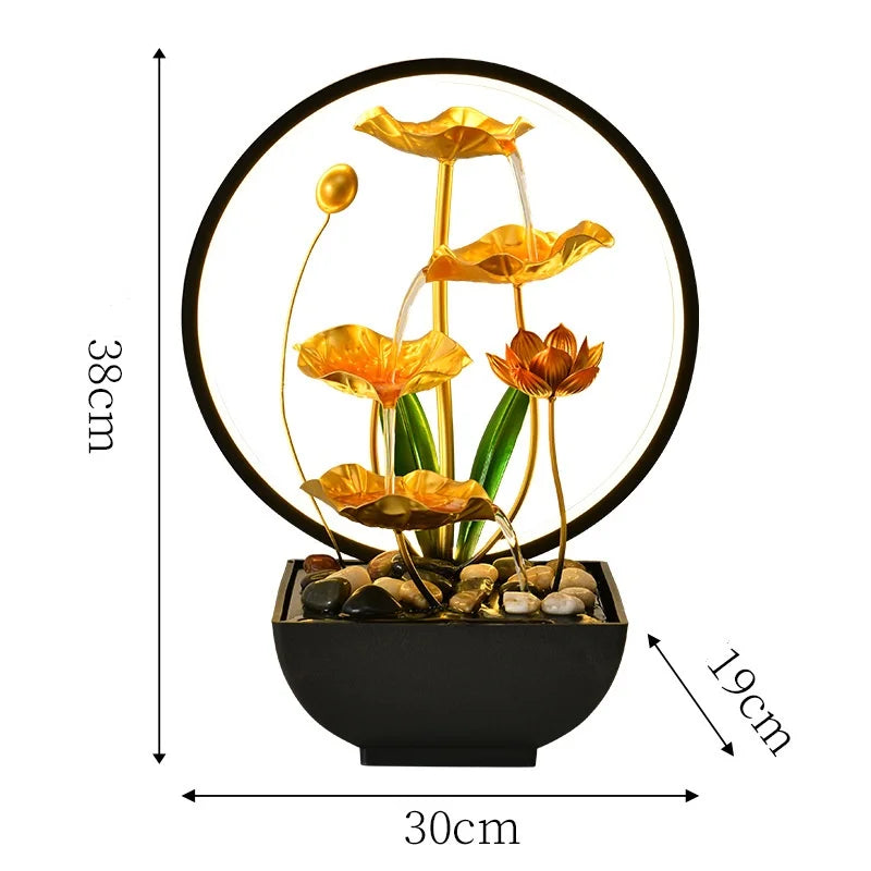 2025 Tabletop Waterfall Fountain Led Ring Light Indoor Water Fountain Home Decor Items