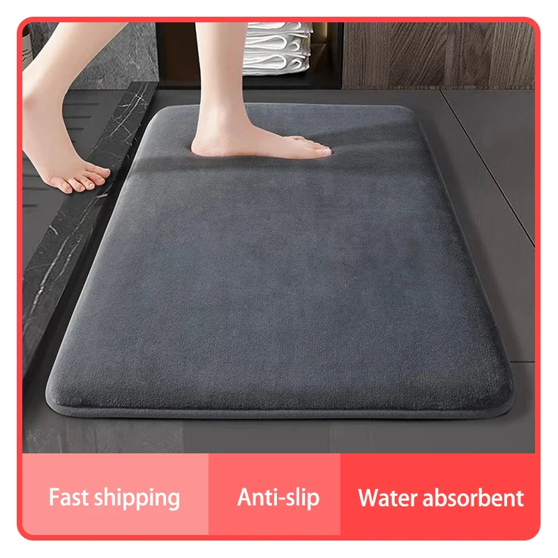 Super absorbent floor mat, bath mat, super anti slip coral velvet bathroom floor mat