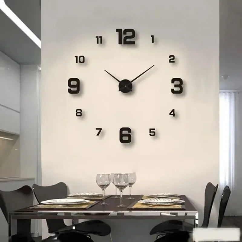 Creative Frameless DIY Wall Clock, Silent Clock Living Room Office Wall Decoration
