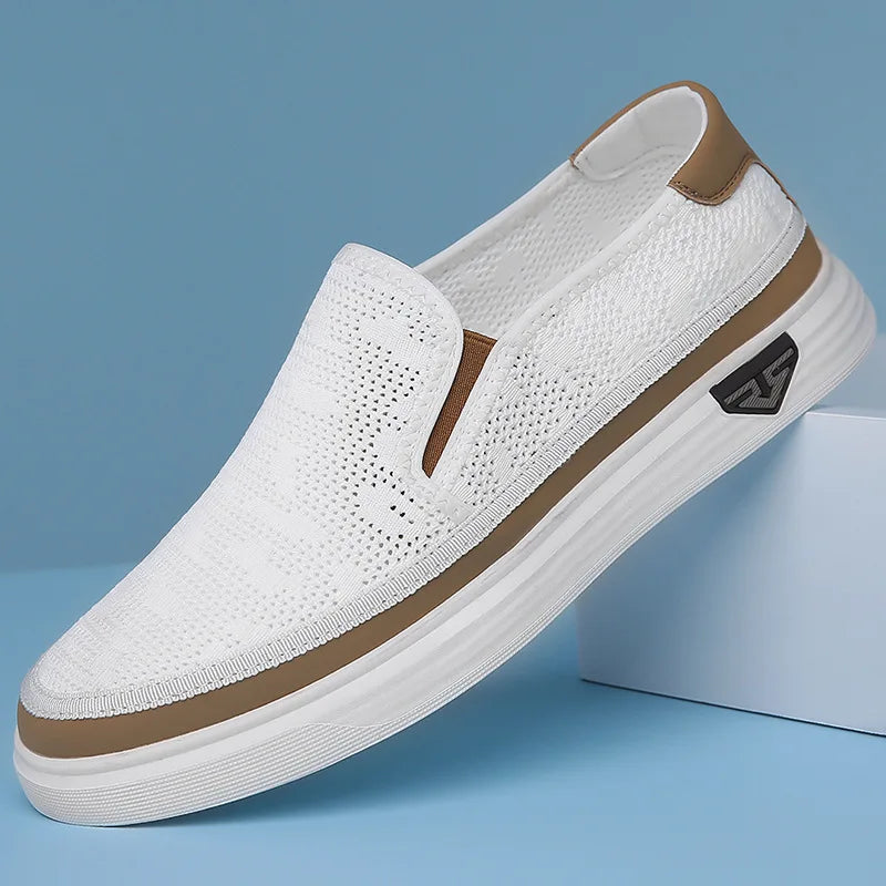Men's Luxury Handmade Leather Shoes, Men's White Loafers