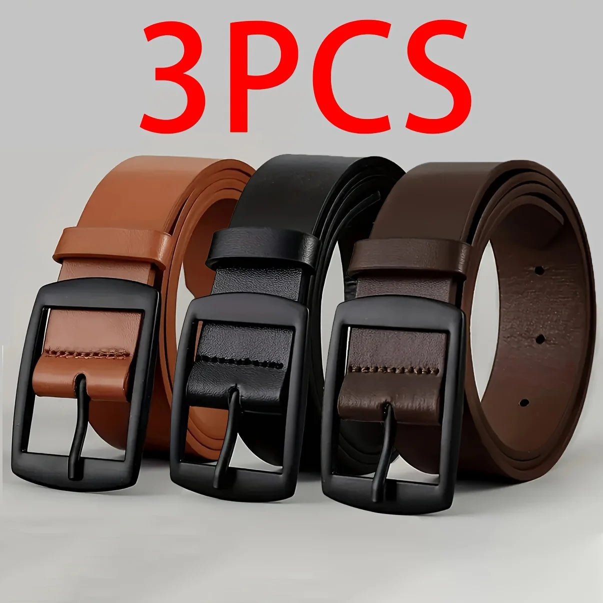 New Luxury Belt for Men PU Leather Belt Metal Pin Buckle High Quality