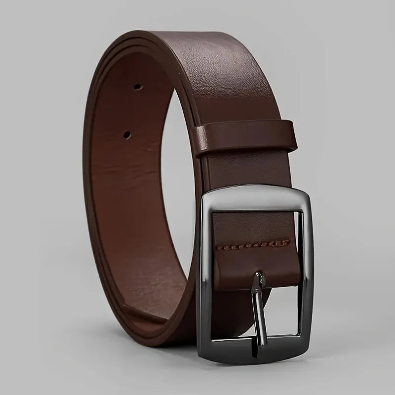 New Luxury Belt for Men PU Leather Belt Metal Pin Buckle High Quality