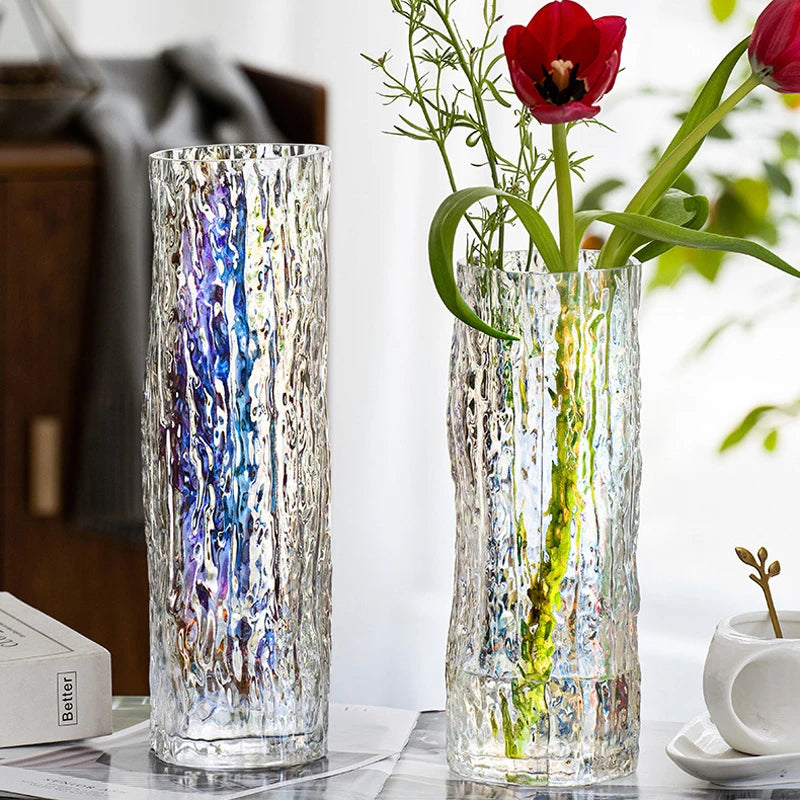 Iridescent Creative Nordic glass vase hydroponic flowers tree pattern living room decorative decoration arrangement