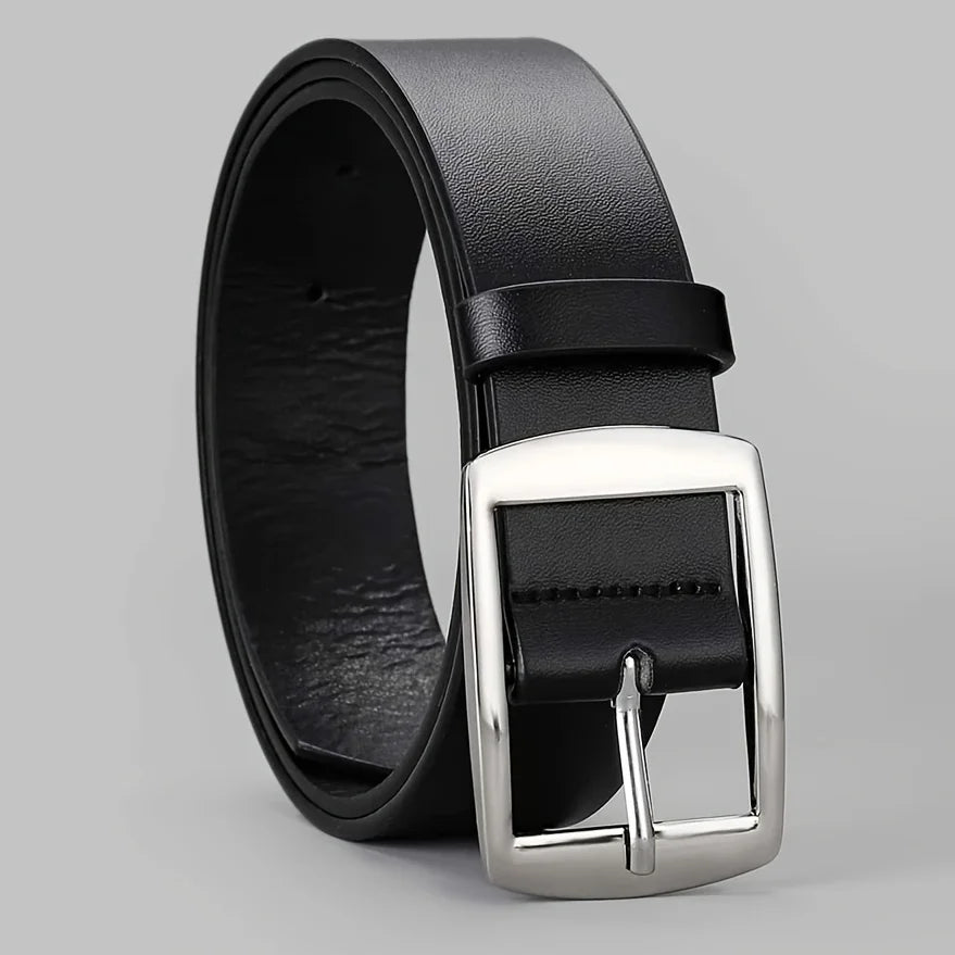 New Luxury Belt for Men PU Leather Belt Metal Pin Buckle High Quality