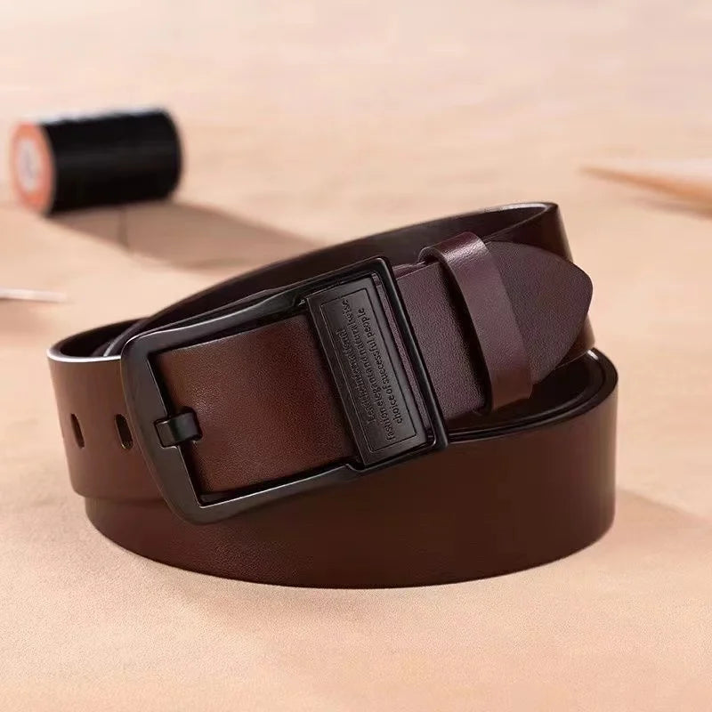 New Leather Cowhide Men's Belt Fashion Metal Alloy Business Casual Waist Male Strap Brand
