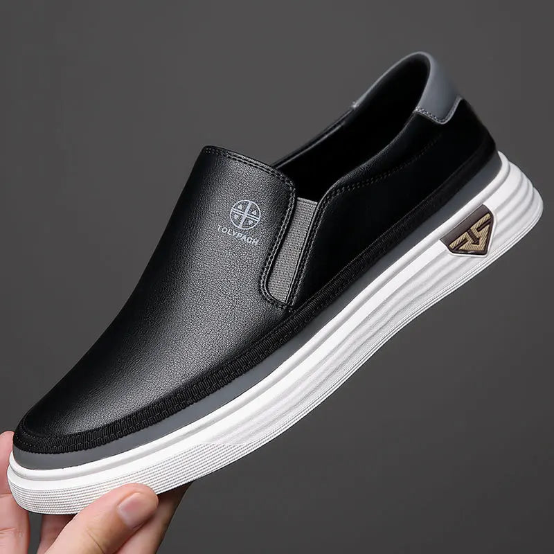 Men's Luxury Handmade Leather Shoes, Men's White Loafers