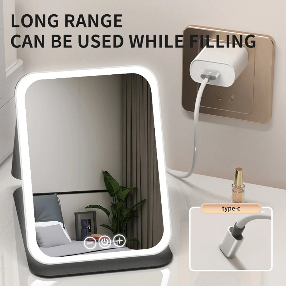 Dimmable LED Makeup Mirror with Touch Screen Travel and Home Use