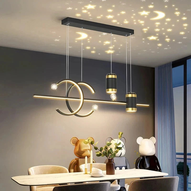 Home Decor Chandelier Lights Modern Dining Room LED Pendant Light with Remote Control Dimmable Dining Table Hanging Lamp 90-260v