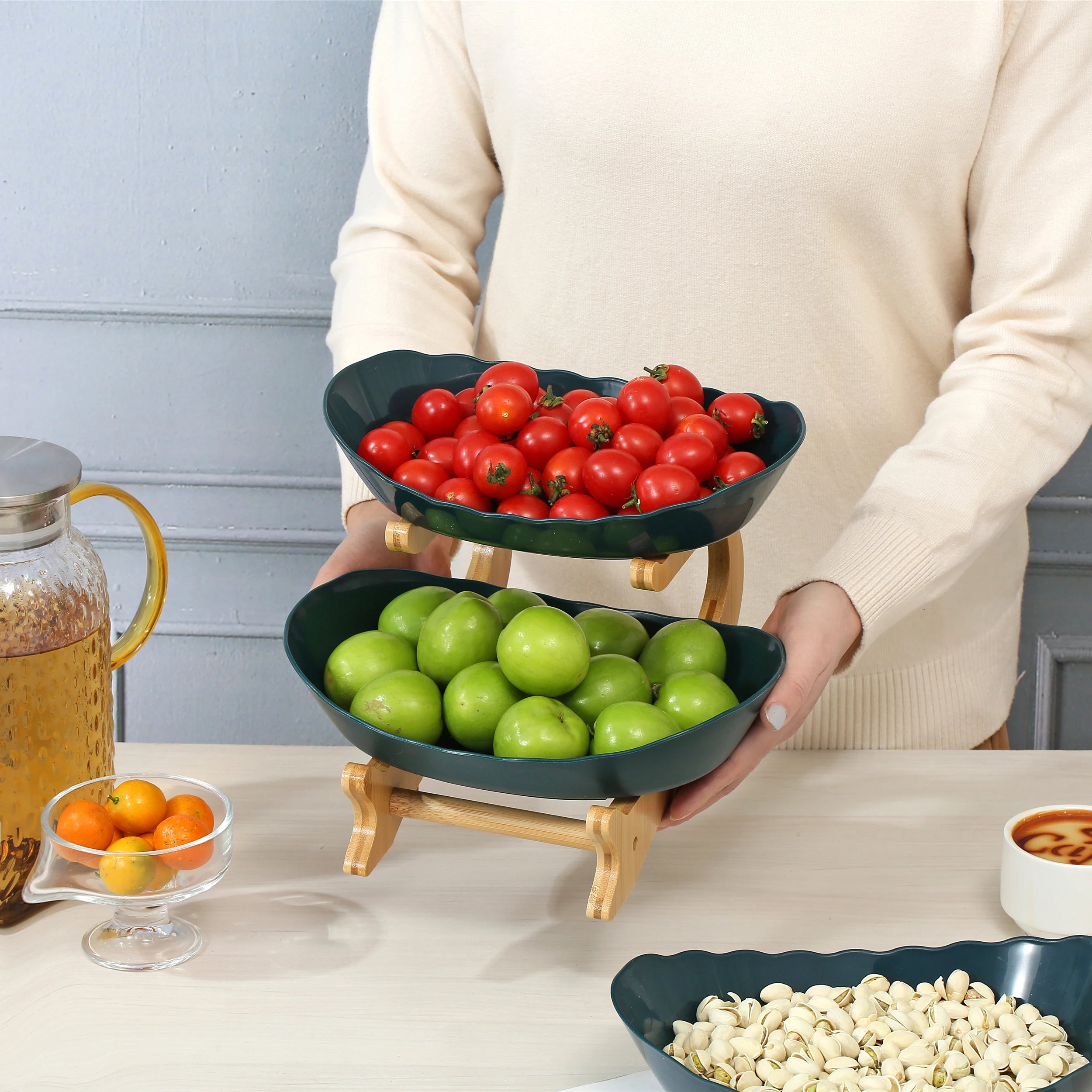 Layer Fruit Plate Home Living Room Plastic Snack Dish Creative Modern Dried Fruit Basket Candy Dish Cake Stand Salad Bowl