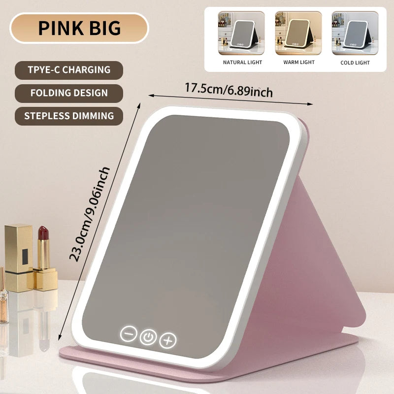 Dimmable LED Makeup Mirror with Touch Screen Travel and Home Use