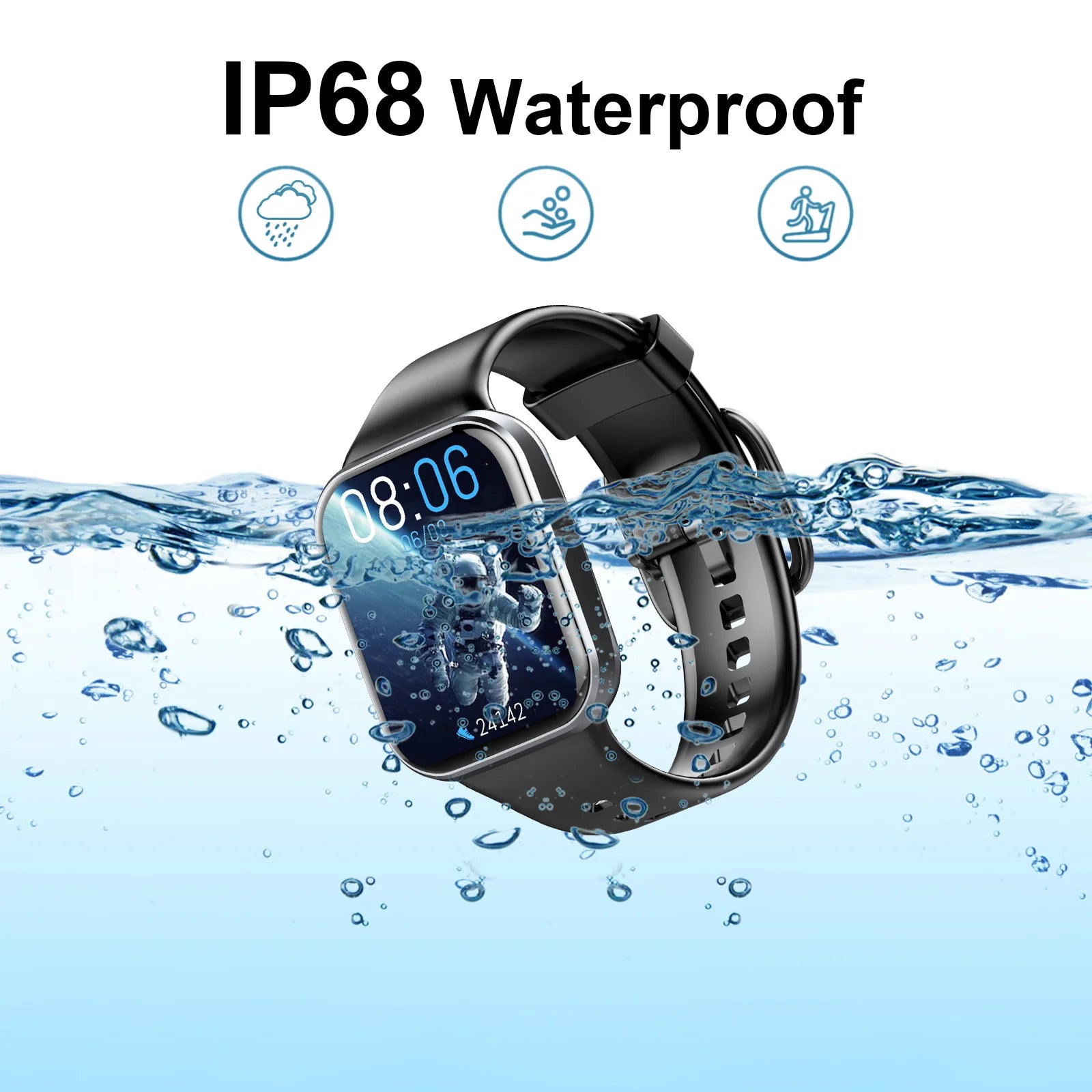 Nerunsa Smart Watch, 1.69" HD Touch Screen Fitness Watch, 25 Sports Modes Fitness Tracker, IP68 Waterproof Smartwatch