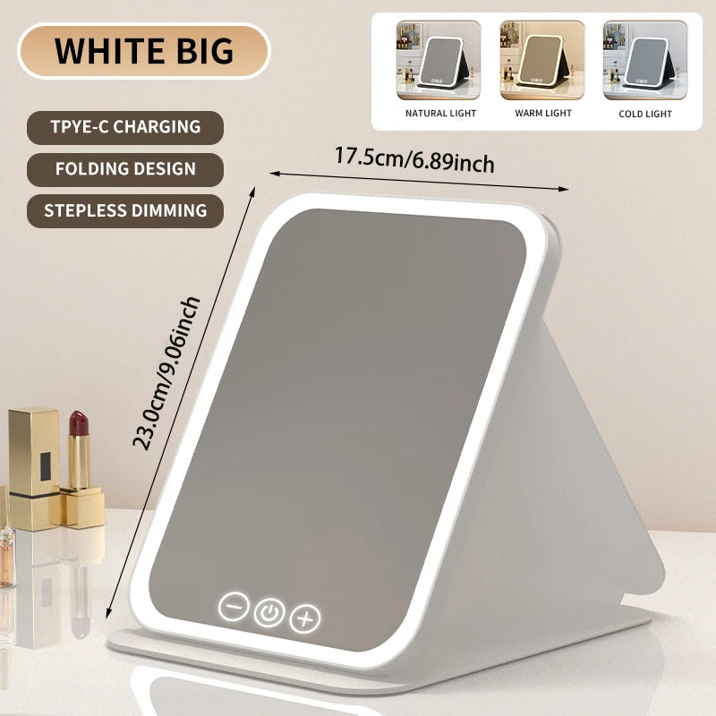 Dimmable LED Makeup Mirror with Touch Screen Travel and Home Use