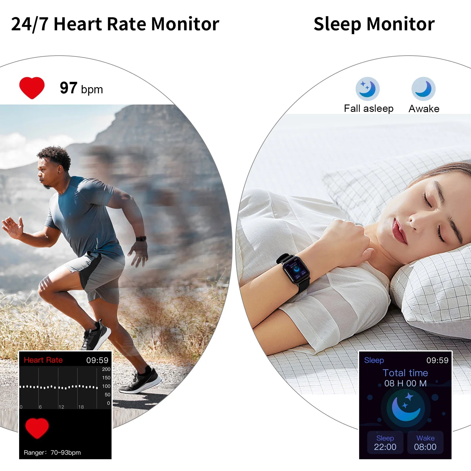 Nerunsa Smart Watch, 1.69" HD Touch Screen Fitness Watch, 25 Sports Modes Fitness Tracker, IP68 Waterproof Smartwatch