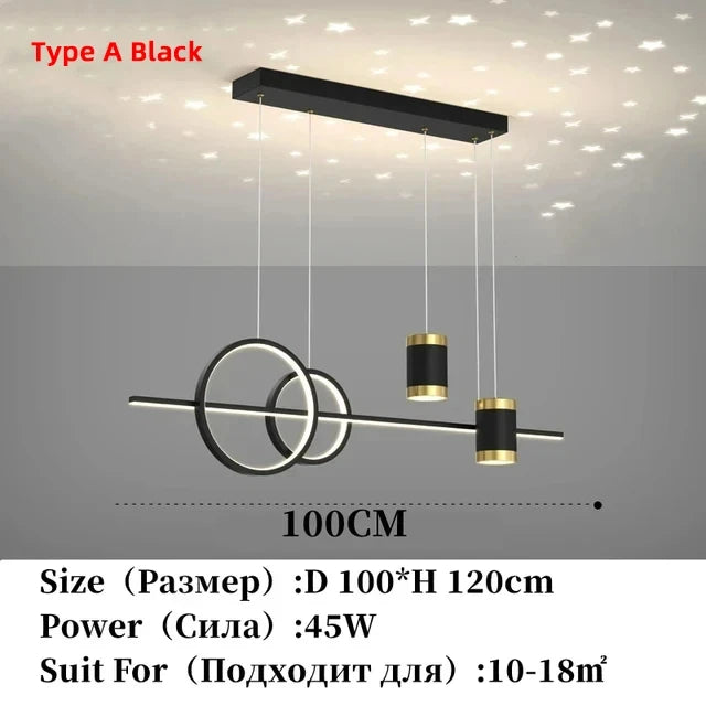 Home Decor Chandelier Lights Modern Dining Room LED Pendant Light with Remote Control Dimmable Dining Table Hanging Lamp 90-260v
