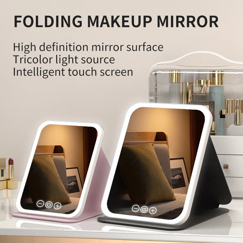 Dimmable LED Makeup Mirror with Touch Screen Travel and Home Use