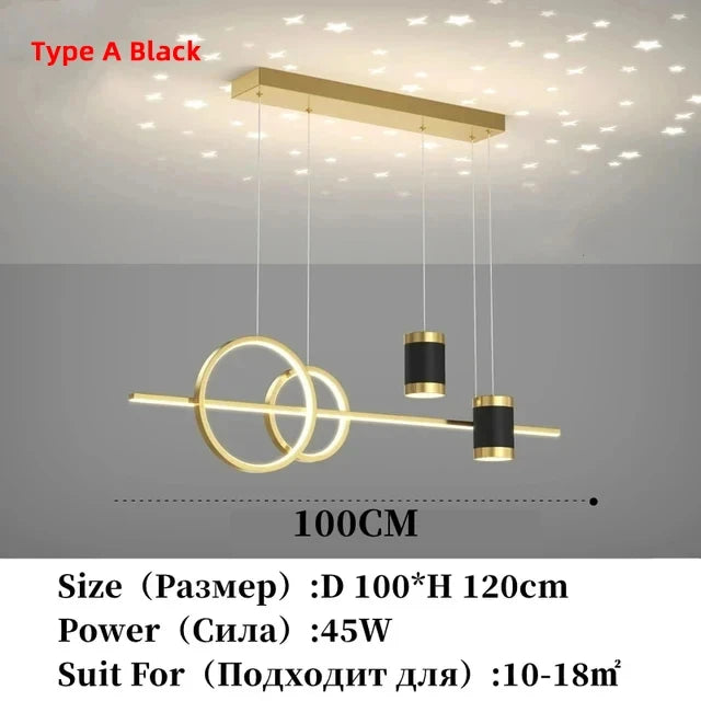 Home Decor Chandelier Lights Modern Dining Room LED Pendant Light with Remote Control Dimmable Dining Table Hanging Lamp 90-260v