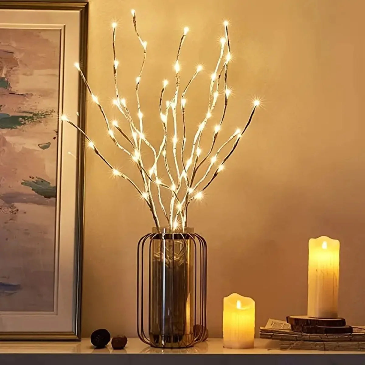 1 PC White Birch Branch Lights Battery Operated 20 LED Fairy Lights Willow Branches