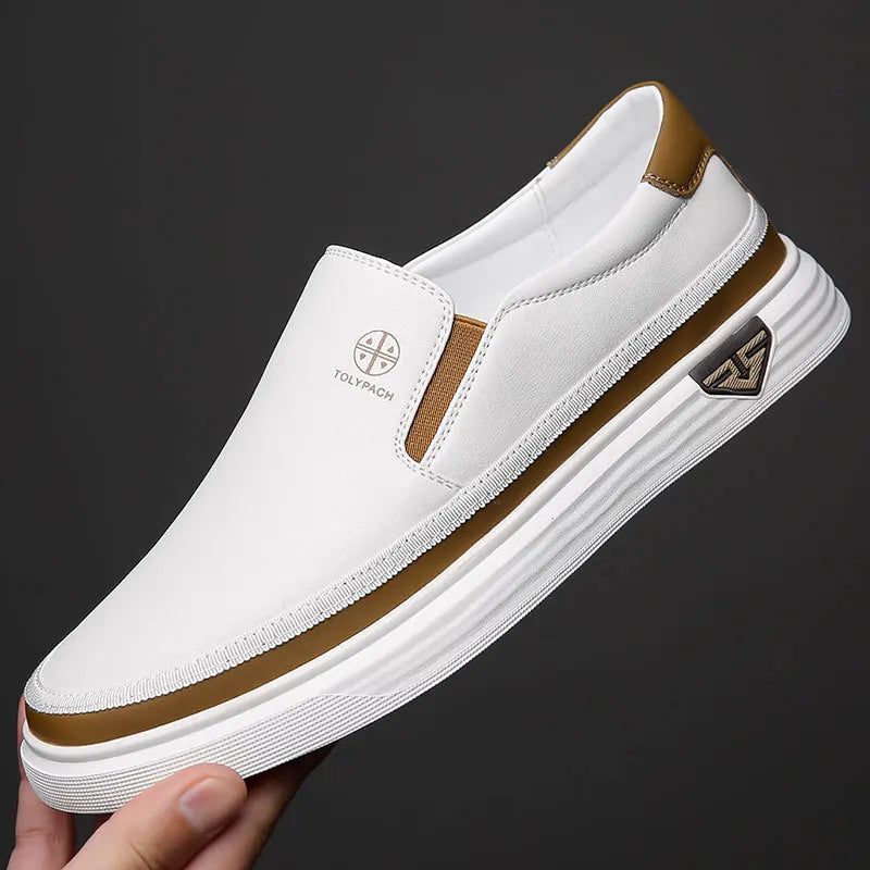 Men's Luxury Handmade Leather Shoes, Men's White Loafers