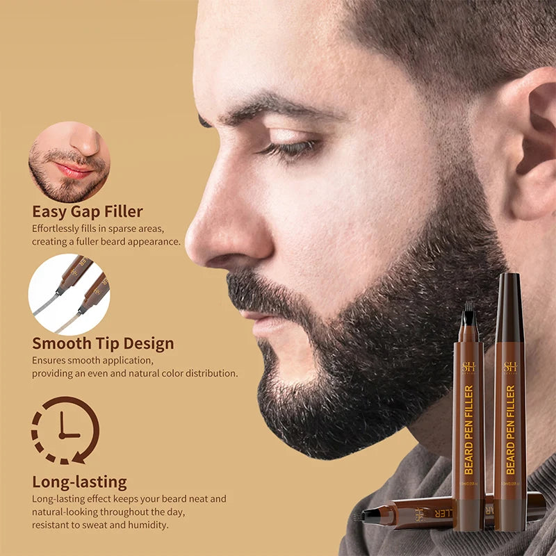Men's Waterproof Beard Filler Pen - Filling and Definition for Beard and Moustache