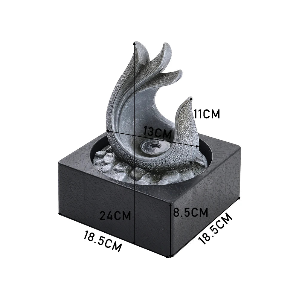 Tabletop Resin Water Fountain with LED Light for Office Living room
