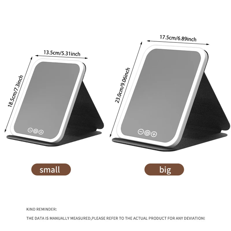 Dimmable LED Makeup Mirror with Touch Screen Travel and Home Use