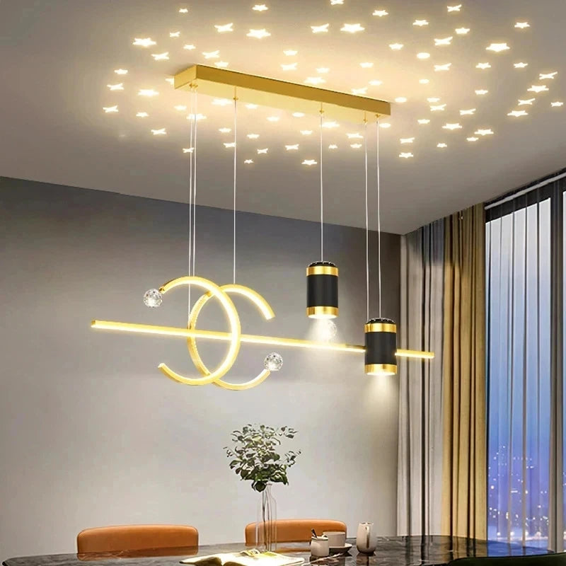 Home Decor Chandelier Lights Modern Dining Room LED Pendant Light with Remote Control Dimmable Dining Table Hanging Lamp 90-260v