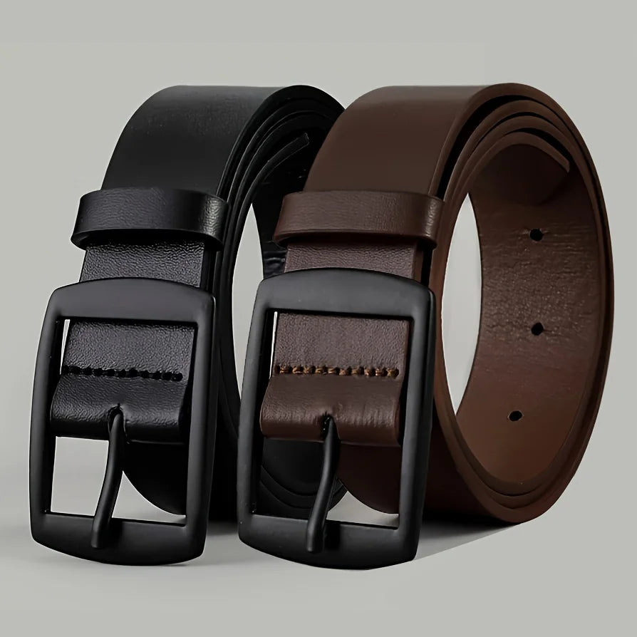 New Luxury Belt for Men PU Leather Belt Metal Pin Buckle High Quality