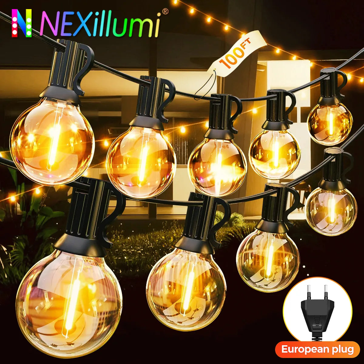 30M LED Lamp Globe String Lights Outdoor