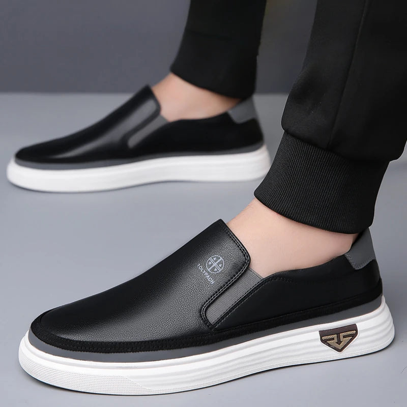 Men's Luxury Handmade Leather Shoes, Men's White Loafers