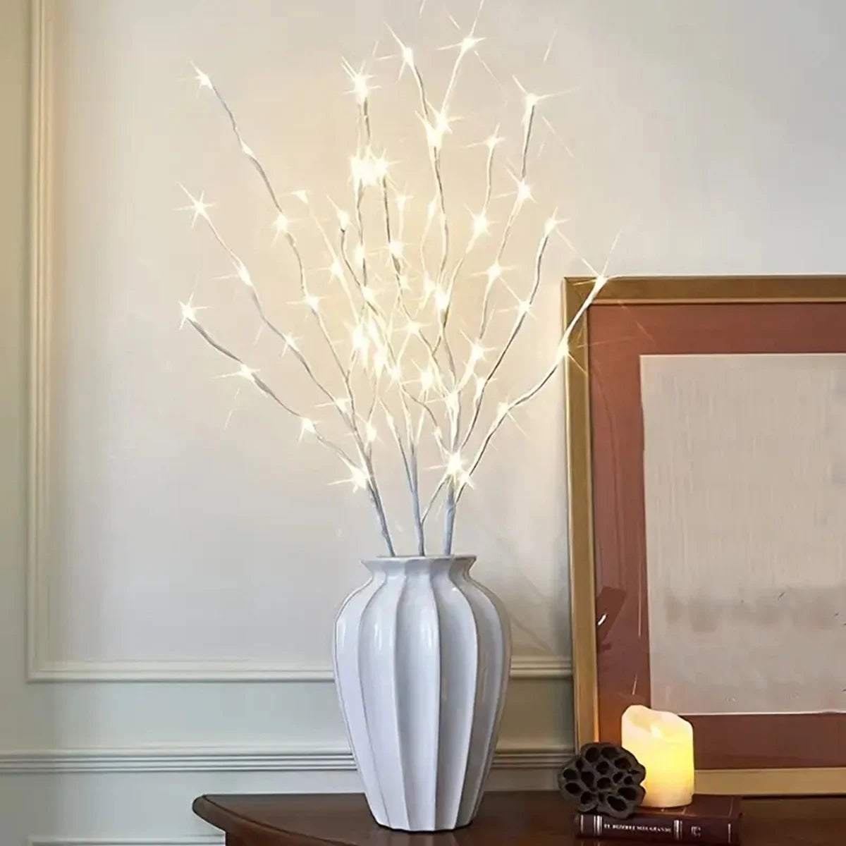 1 PC White Birch Branch Lights Battery Operated 20 LED Fairy Lights Willow Branches