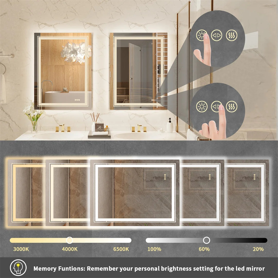 Smart LED Light Dimmable Mirror for Bathroom