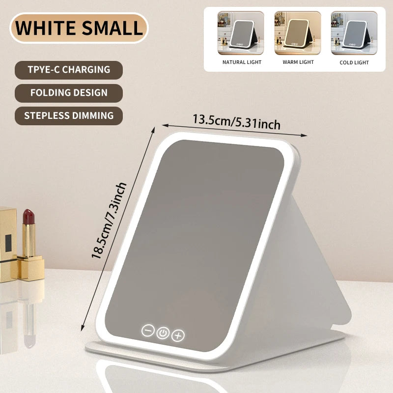 Dimmable LED Makeup Mirror with Touch Screen Travel and Home Use
