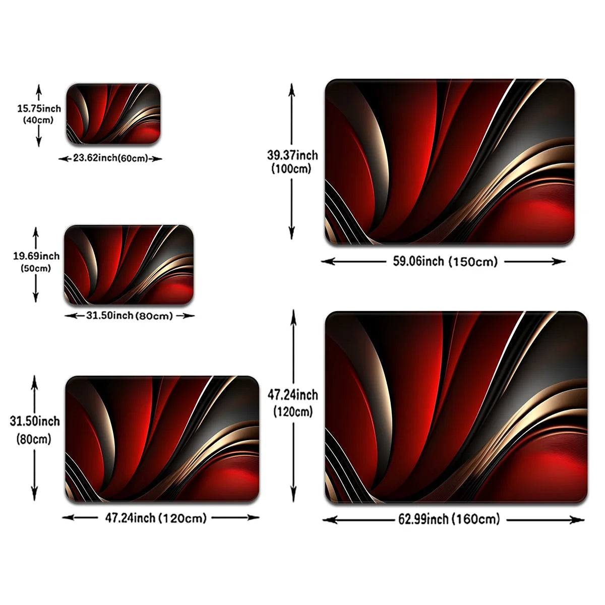 3D Fade Resistant Polyester Flannel Rug, Modern Rectangular Mat for Bedroom & Living Room Decor