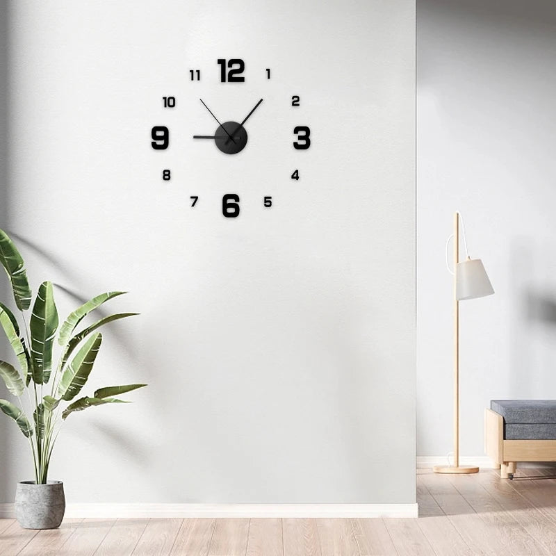 Creative Frameless DIY Wall Clock, Silent Clock Living Room Office Wall Decoration