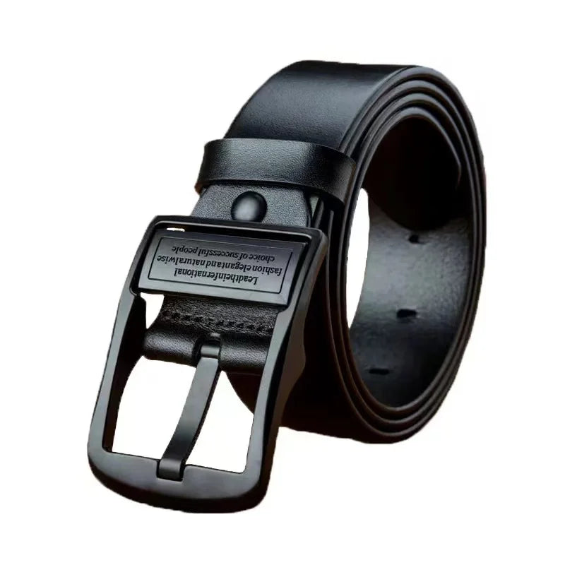 New Leather Cowhide Men's Belt Fashion Metal Alloy Business Casual Waist Male Strap Brand