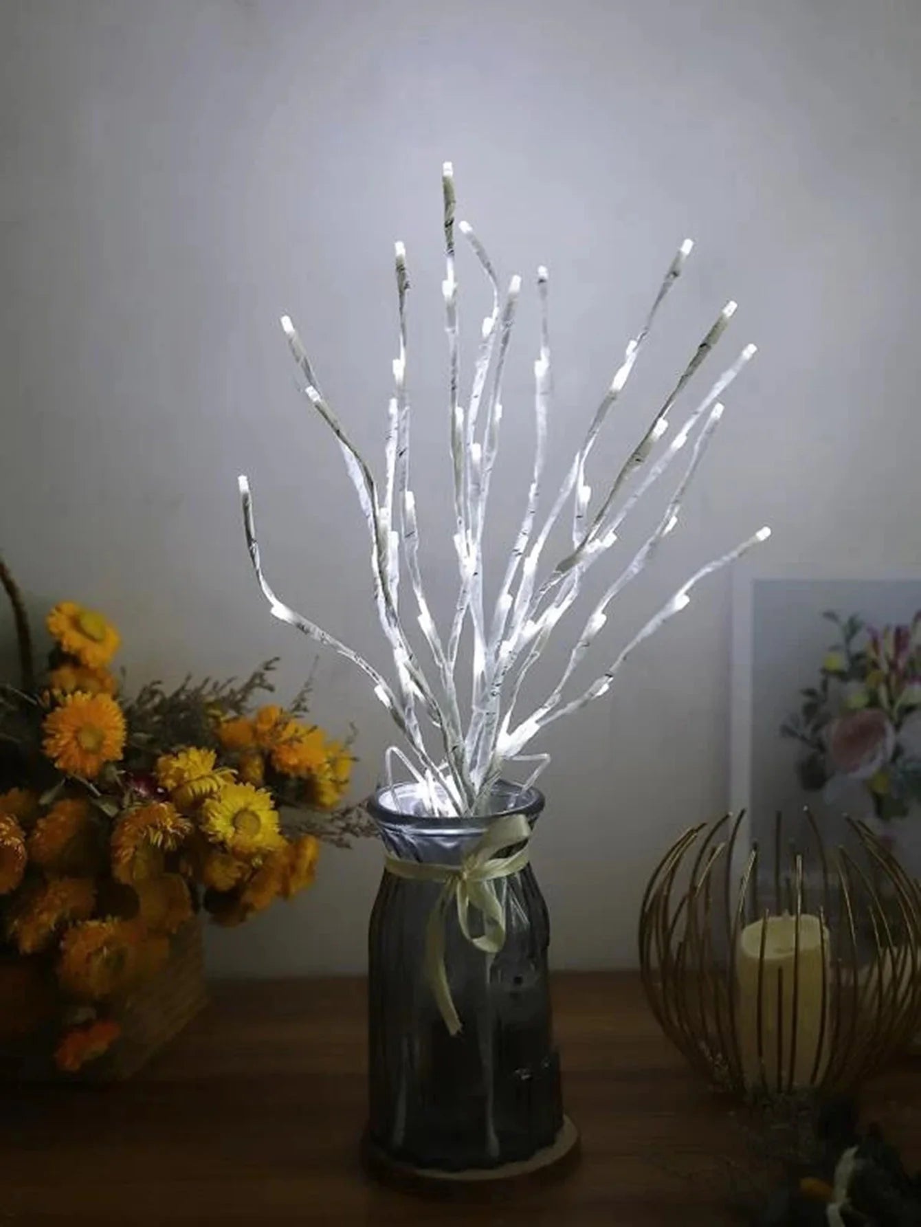1 PC White Birch Branch Lights Battery Operated 20 LED Fairy Lights Willow Branches