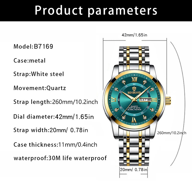 2025 Brand Luxury Fashion Diver Watch Men 30ATM Waterproof Date Clock Sport Mens