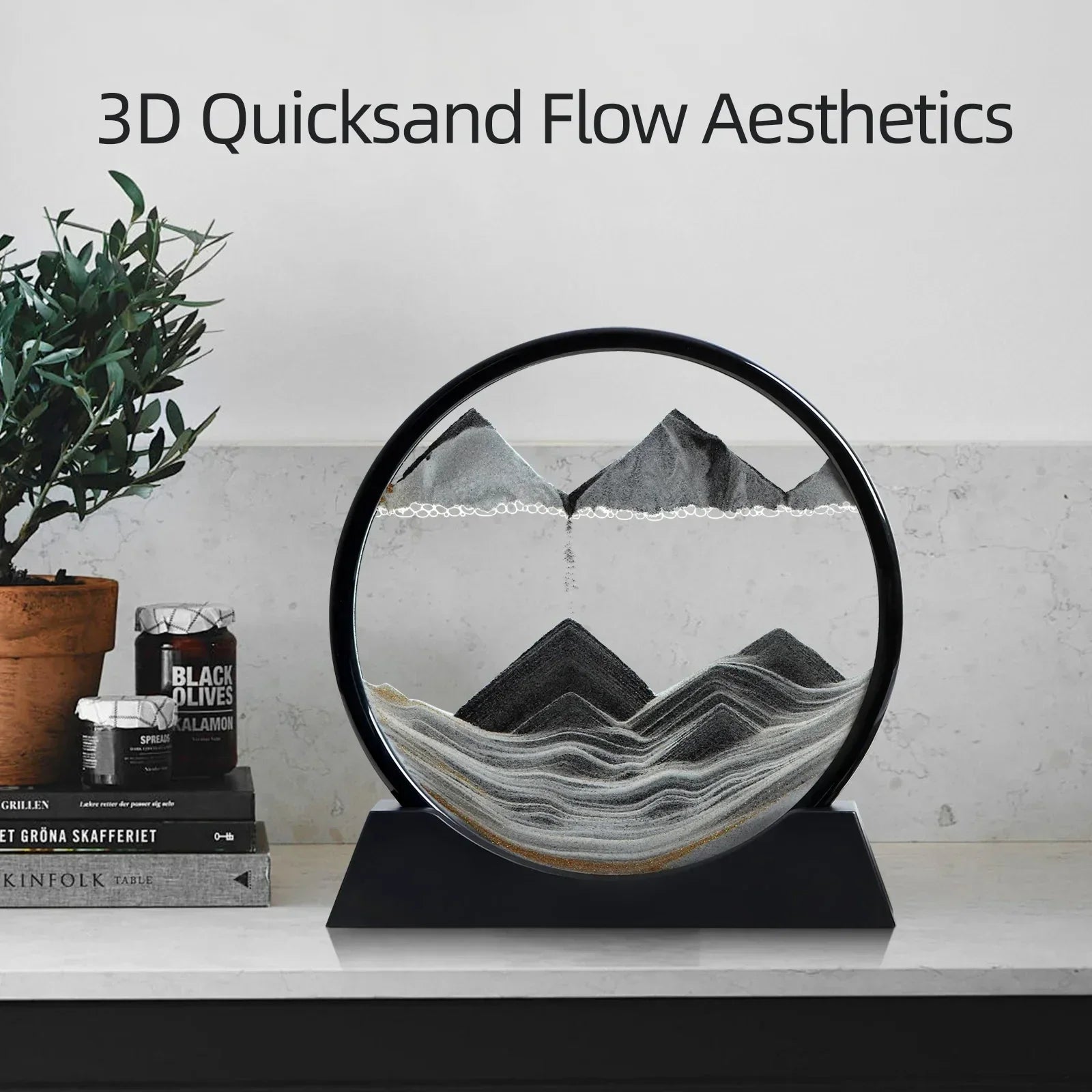 Flowing Sand 3D Dynamic Liquid Hourglass Quicksand Kinetic Sand Painting Office Home Decor Gifts