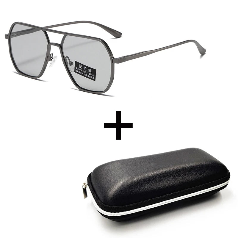 Luxury Metal Photochromic Sunglasses Men Women Fashion Polarized Sun Glasses Stylish Chameleon Anti-glare Driving Shades UV400