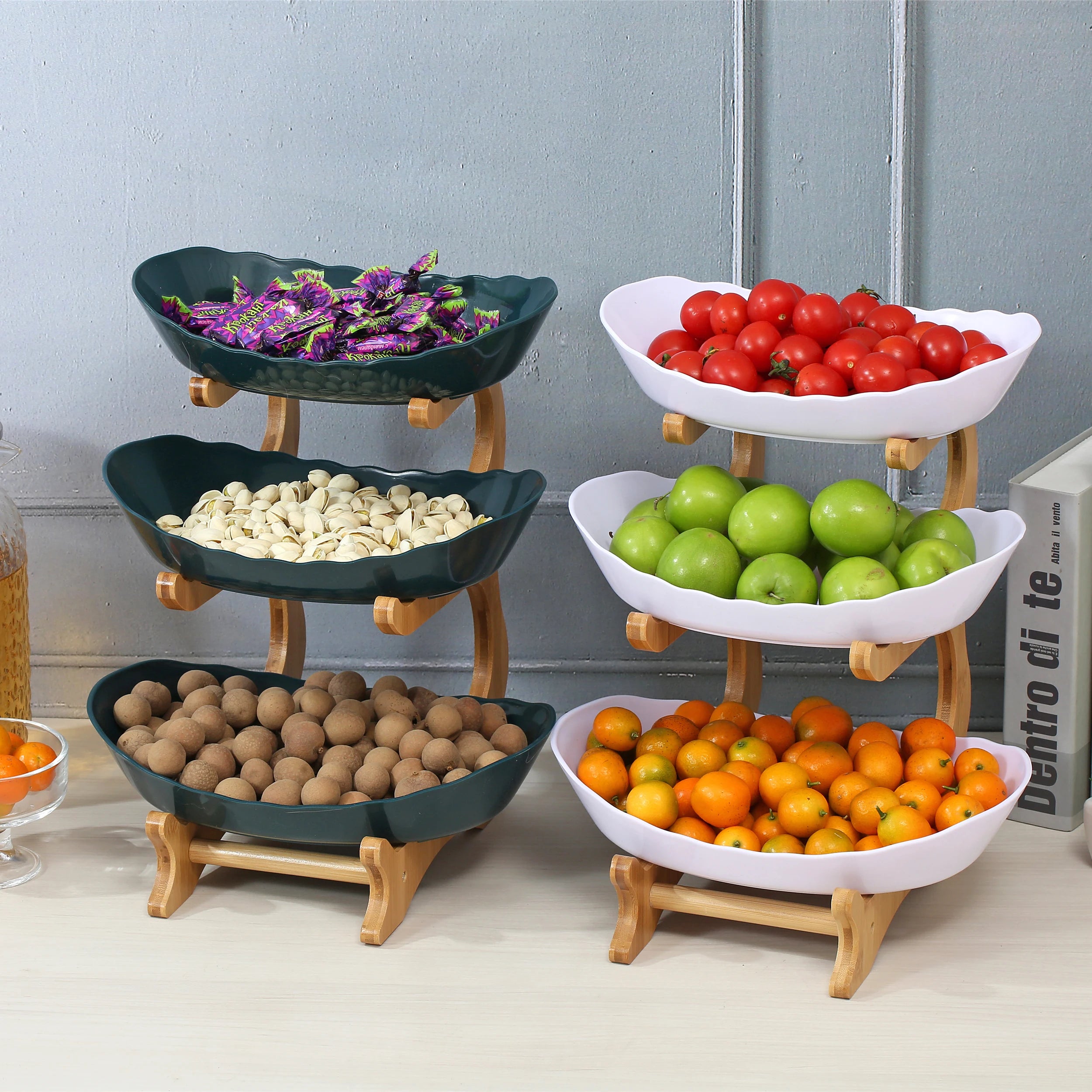 Layer Fruit Plate Home Living Room Plastic Snack Dish Creative Modern Dried Fruit Basket Candy Dish Cake Stand Salad Bowl