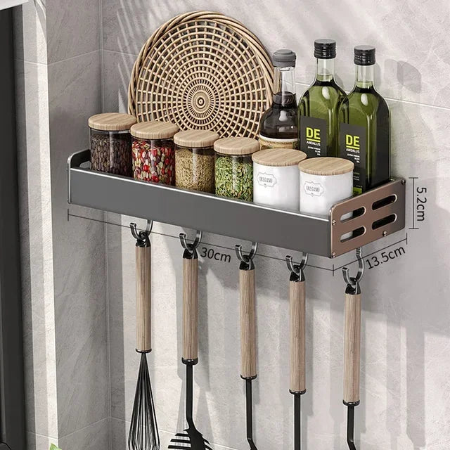 Stylish Wall-Mounted Kitchen Condiment Rack with Storage Box Multifunctional Household Utensil