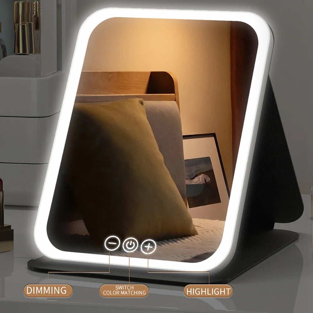 Dimmable LED Makeup Mirror with Touch Screen Travel and Home Use