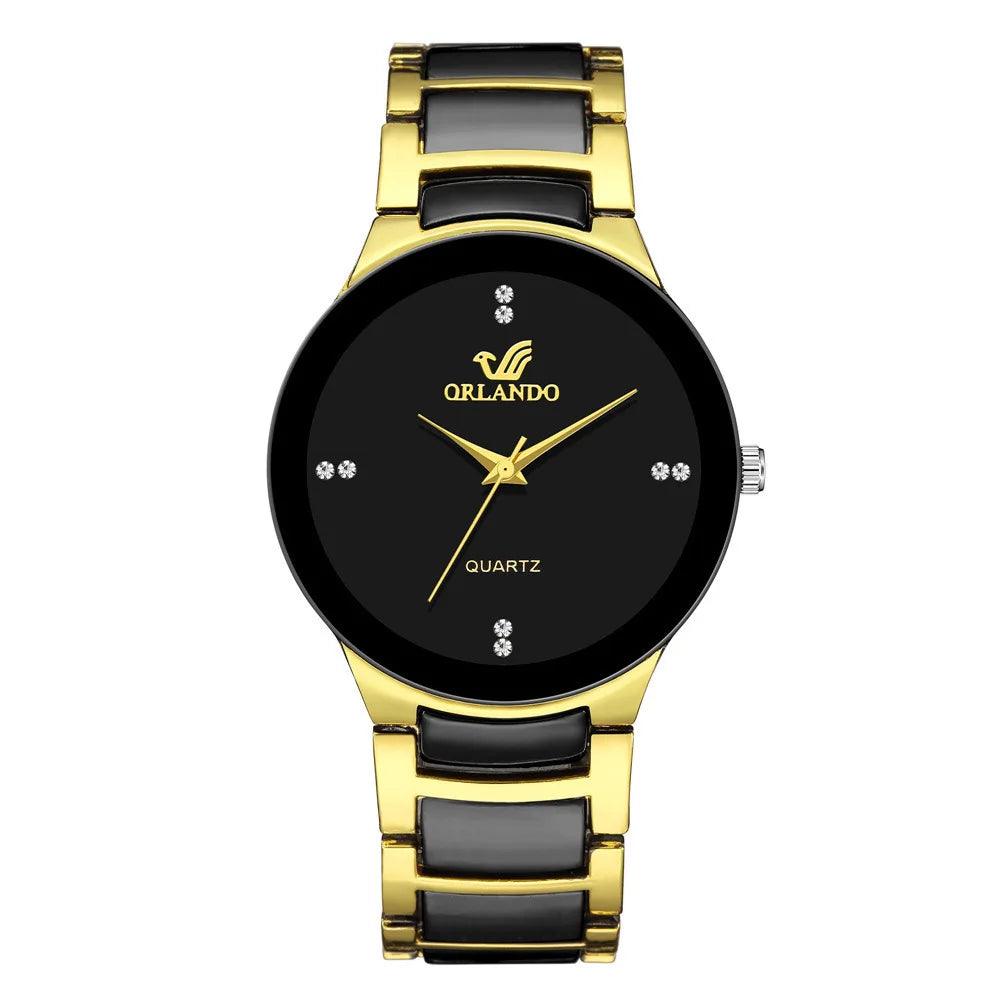 2025 Business Watches Luxury Men's Quartz Watch Black Steel Band Men Wristwatch Men's