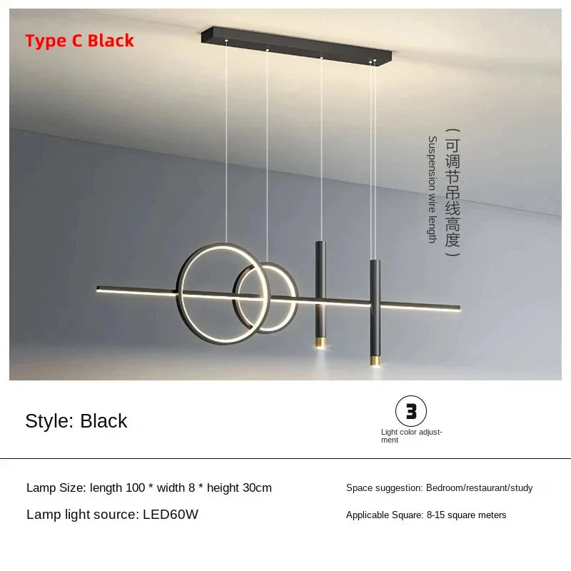 Home Decor Chandelier Lights Modern Dining Room LED Pendant Light with Remote Control Dimmable Dining Table Hanging Lamp 90-260v